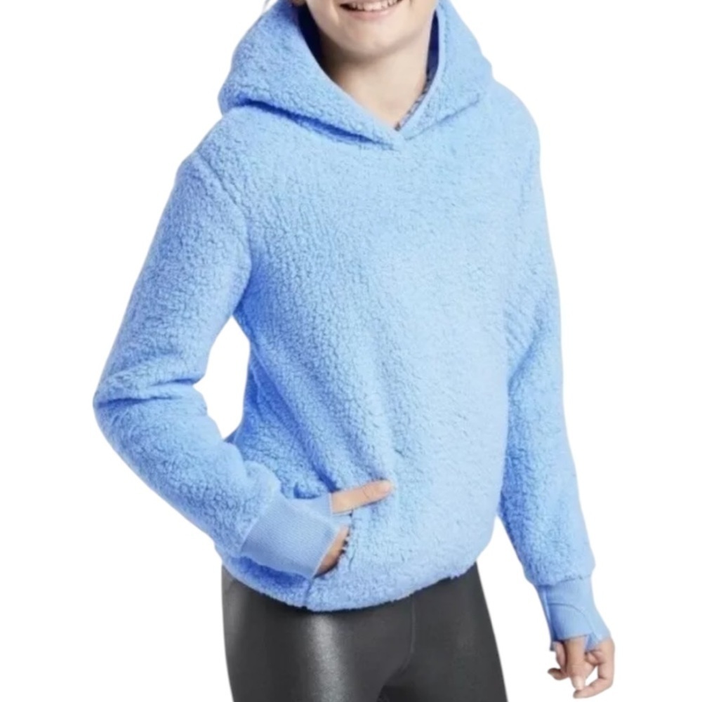 Athleta Girl XL So Snug Sherpa Hoodie Sweatshirt Blue Cozycore